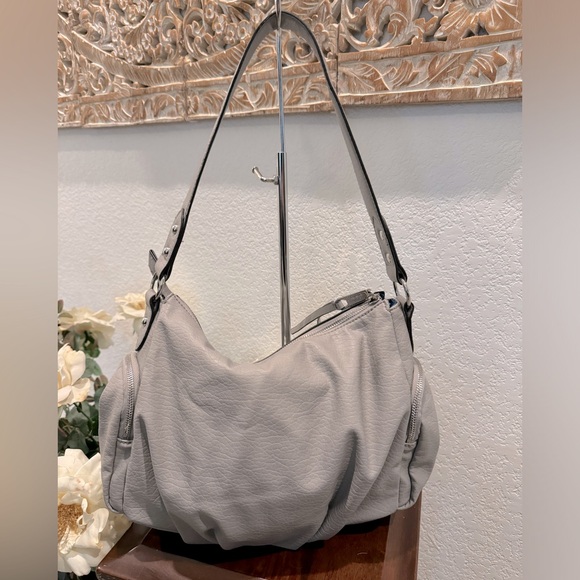 Juicy Couture Gray Leather with Royal Blue Interior Shoulder Purse - Picture 2 of 15